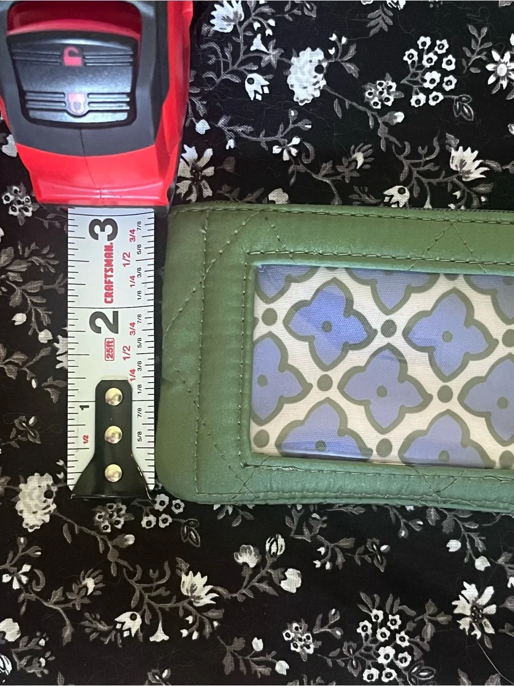 Vera Bradley Zip ID case in Pearlized Cedar Green